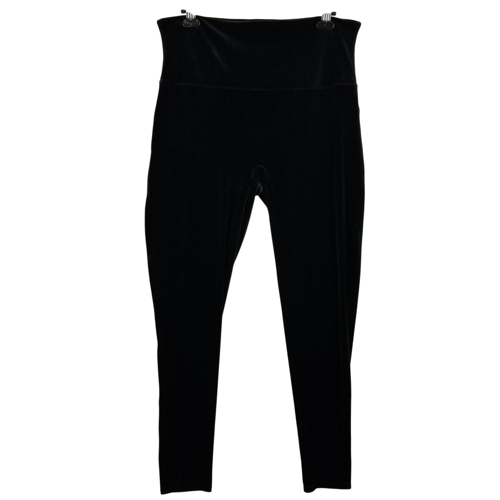 Spanx Black Velvet Leggings High Waisted Plus Size 3XL 3TG Stretch Pants Holiday
